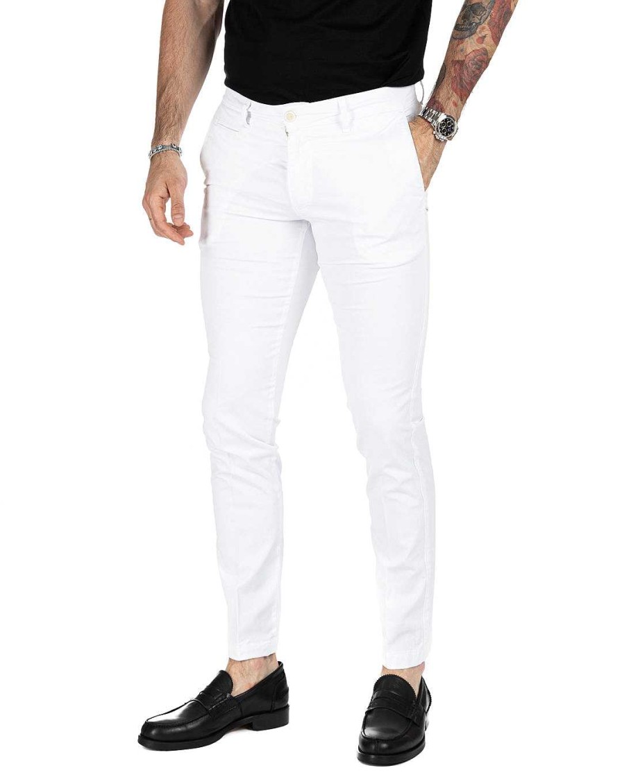 Abbigliamento SAVEONE Pantaloni | Frank - Pantalone Basic Bianco